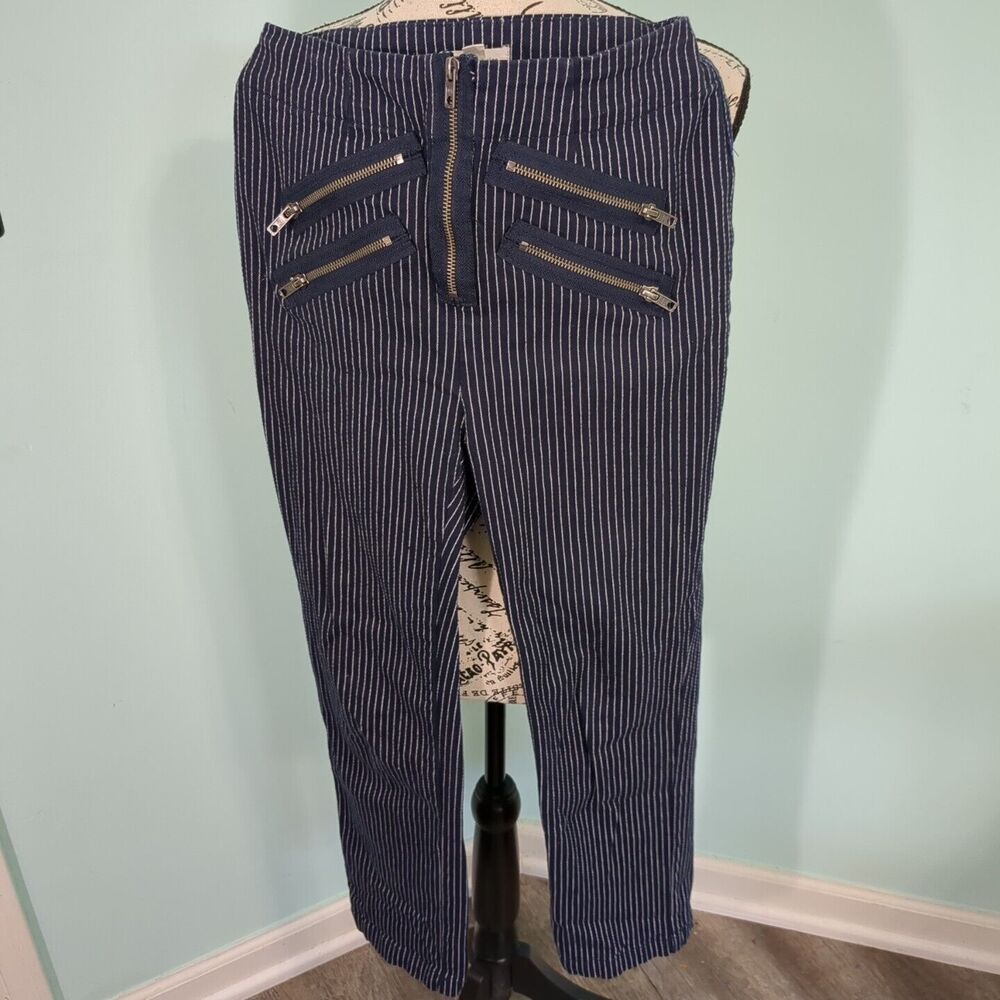 Silence + Noice Pants Women's Size 0 Black White Stripes Zippers